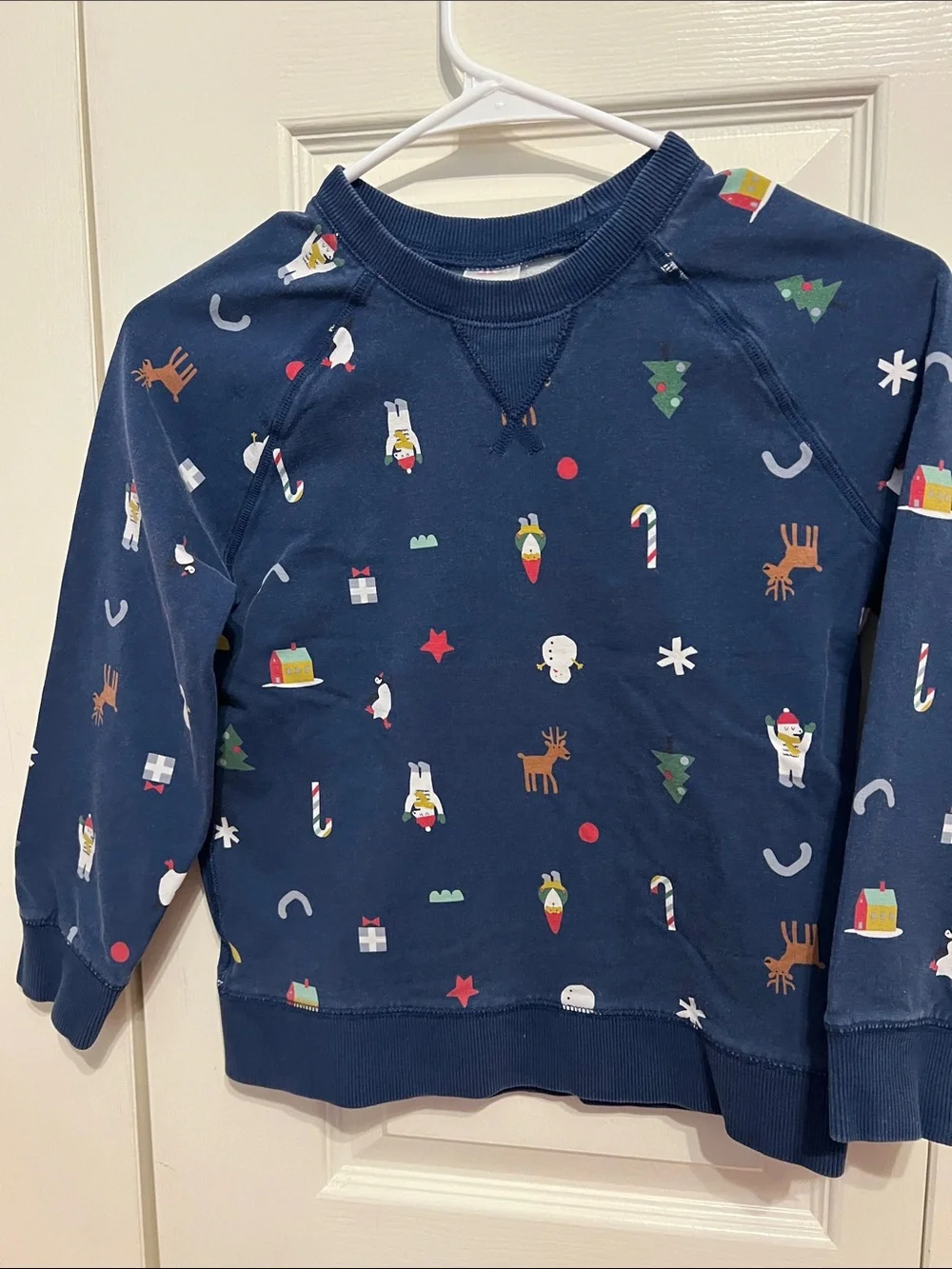 Hanna Andersson Kids Holiday Print Crewneck Sweatshirt - Navy